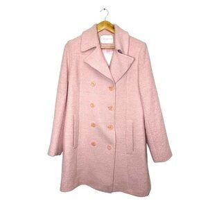Fleurette Baby Pink Wool Blend Double Breasted Pea Coat Fully Lined Size 10